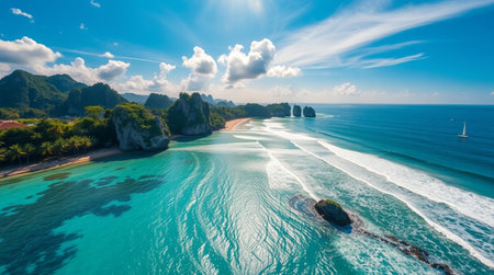 Aerial view of Ao Nang beach in Krabi, Thailand