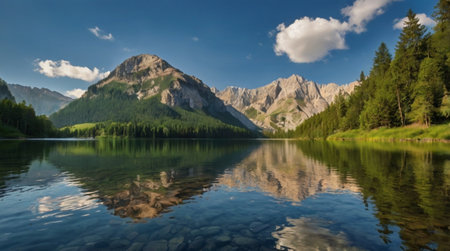 Panoramic view of alpine lake Misurina in Italy