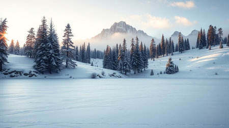Beautiful winter landscape in Dolomites, Italy. Toned.の写真素材