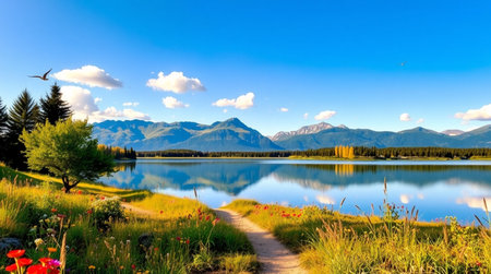 Lake Tekapo, New Zealand. Lake Tekapo is one of the most beautiful lakes in New Zealand.の写真素材