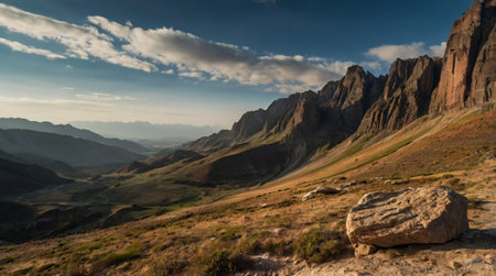 Panoramic view of the mountains in the Sierra Nevada, Spainの写真素材