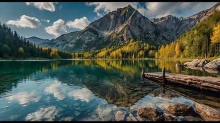 Beautiful alpine lake in the mountains. Reflection of mountains in the lake.