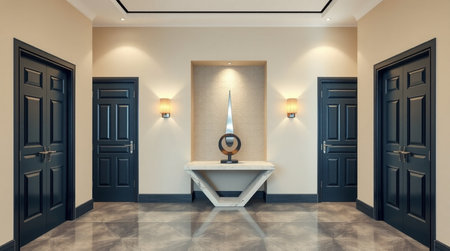 Interior of a hotel bathroom with a marble bathtub. 3d renderingの写真素材