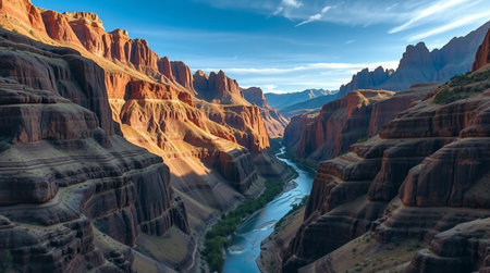 Panoramic view of the Colorado River at sunset in Page, Arizonaの写真素材