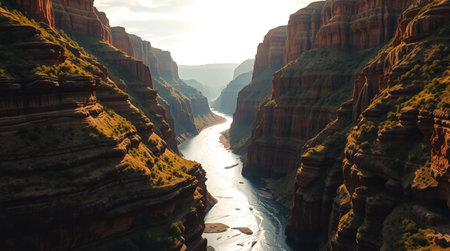 Sunset over the Colorado River in Grand Canyon National Park, Arizonaの写真素材