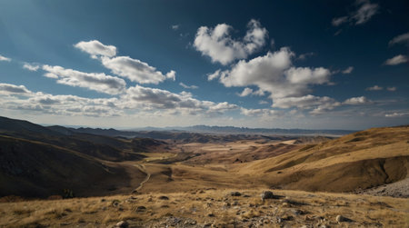 Landscape of the Mongolian steppe in the Altai Mountainsの写真素材