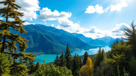 Panoramic view of Lake Wakatipu, Queenstown, New Zealandの写真素材
