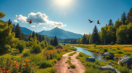 Beautiful panorama of the mountain river in the summer. Ukraine, Carpathiansの写真素材