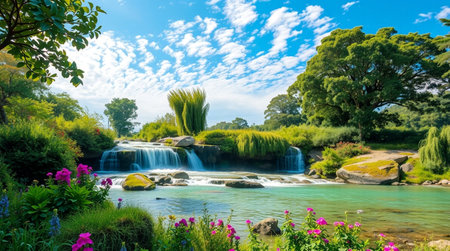 Waterfall in the beautiful garden at Doi Inthanon National Park, Thailandの写真素材