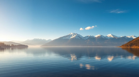 Mountain lake in the morning. Panoramaの写真素材