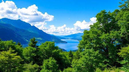 Lake Lucerne, Switzerland. Panoramic view of Lake Lucerne.の写真素材
