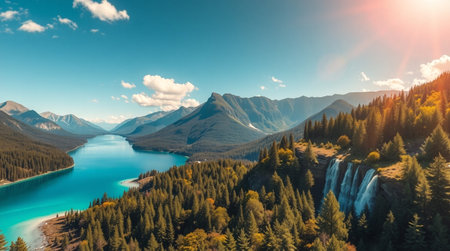 Panoramic view of Banff National Park, Alberta, Canadaの写真素材