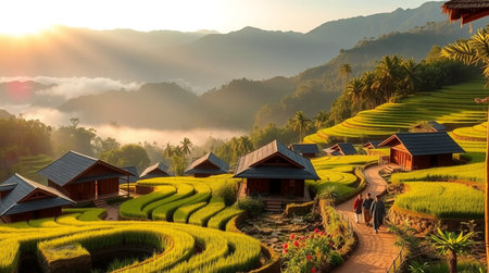 Terraced rice fieldの写真素材