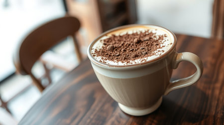 Cappuccino or latte coffee in coffee shop, stock photoの写真素材
