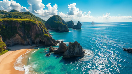 Aerial view of a beautiful beachの写真素材