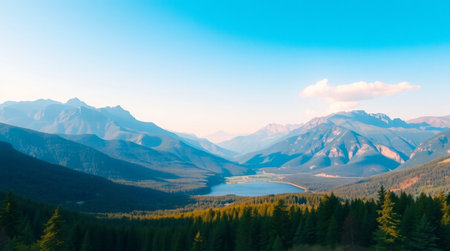 Panoramic view of Banff National Park, Alberta, Canadaの写真素材