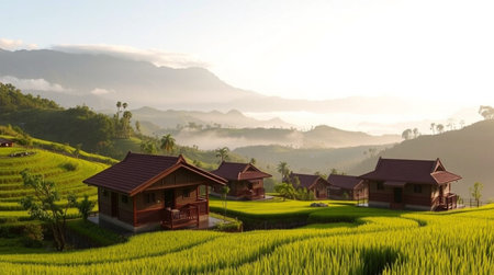 Rice terraces. 3D renderingの写真素材