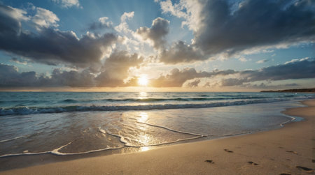 Sunset on the beach of Varadero, Cuba. Panoramaの写真素材