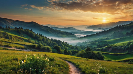 Beautiful summer landscape in the Carpathian mountains. Ukraine, Europe.の写真素材