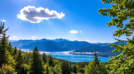 Lake Baikal in Siberia, Russia. Panoramic viewの写真素材