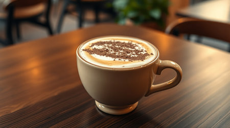 Coffee cup on wooden table in coffee shop, vintage toneの写真素材