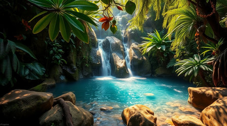 Tropical waterfall in the jungle. Nature and environment concept.の写真素材