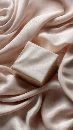 A photo of a box on a satin background, top viewの写真素材