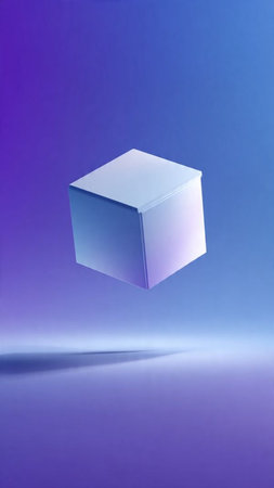 Cube on a blue background. 3d rendering, 3d illustration.の写真素材