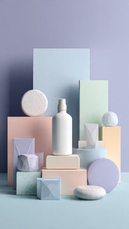Set of cosmetic products on color background. Beauty and spa concept.の写真素材