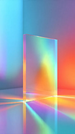 Abstract background with neon lights and glass door. 3D rendering.の写真素材