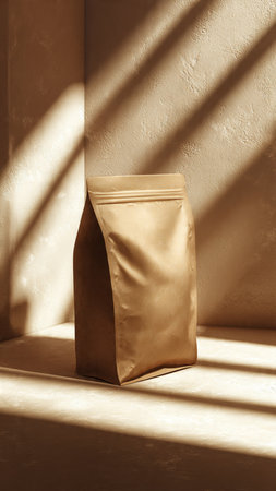 Brown paper bag for coffee, tea, sugar and other products.の写真素材