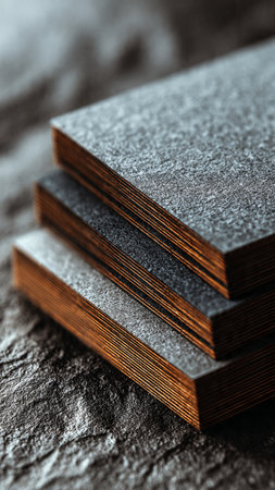 Stacks of sandpaper on a dark background close upの写真素材