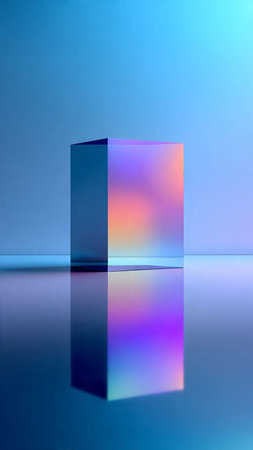 Product display stand in neon light. 3d render. Abstract background.の写真素材