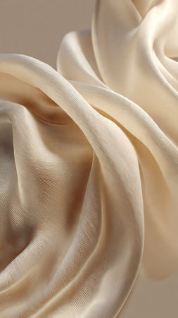 close up of beige satin fabric texture background. studio shotの写真素材