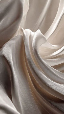 Closeup detail of white satin fabric texture background. Macro.の写真素材