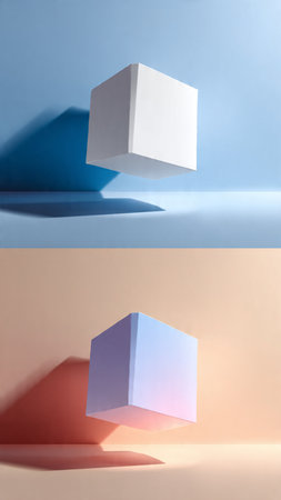 3d rendering of geometric shapes on pastel background. Modern minimal design.の写真素材