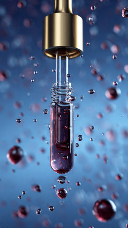 Dropper with serum in water drops.の写真素材