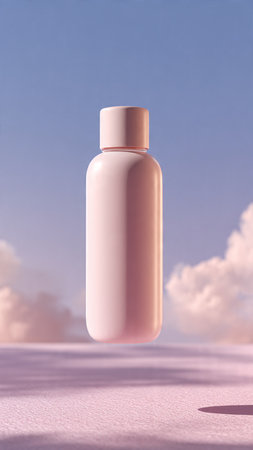 Cosmetic bottle on the background of the sky. 3d renderingの写真素材