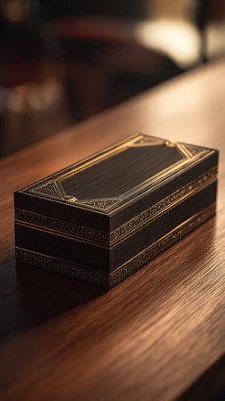 Buddhist prayer book on wooden table. Selective focus.