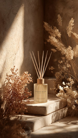 Aromatherapy reed air freshener on stone stairs