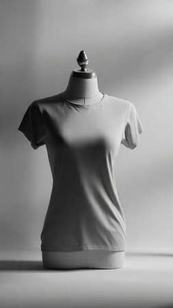 Women's T-shirt on a mannequin in black and whiteの写真素材