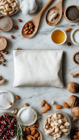 Healthy eating and dieting concept. Assortment of nuts and seedsle background