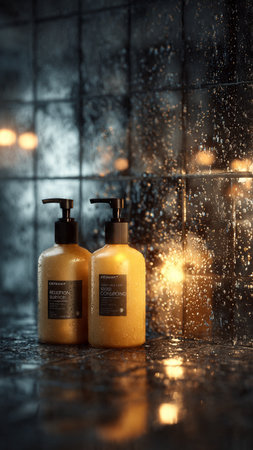 Cosmetics in the bathroom on a rainy day. 3d renderingの写真素材