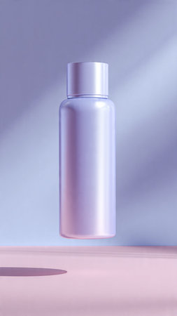 Mockup of cosmetic bottle on color background. 3D renderingの写真素材