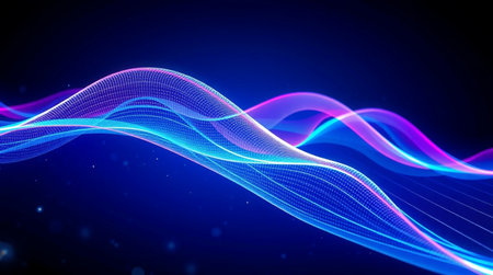 Abstract background with blue and purple lines. Futuristic technology style. Vector illustration.
