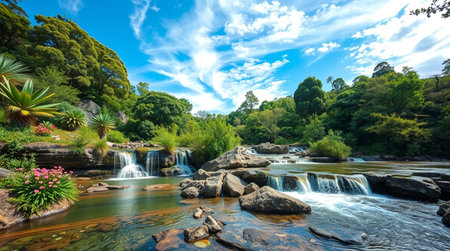 Beautiful waterfall in the garden at Doi Inthanon National Park, Chiang Mai, Thailandの写真素材