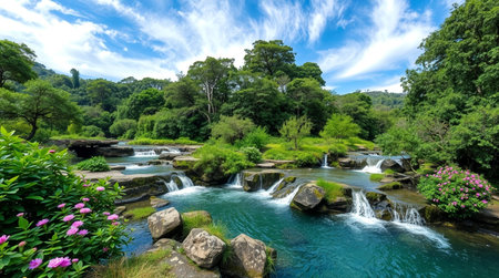 Panoramic view of Huay Mae Kamin Waterfall at Chiang Mai, Thailandの写真素材
