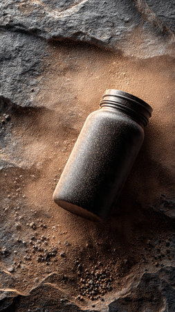 container on the stone background, top view.の写真素材