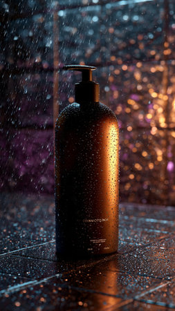 Shower gel in a bottle on the background of bokehの写真素材