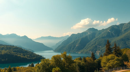 panoramic view of lake lucerne.の写真素材